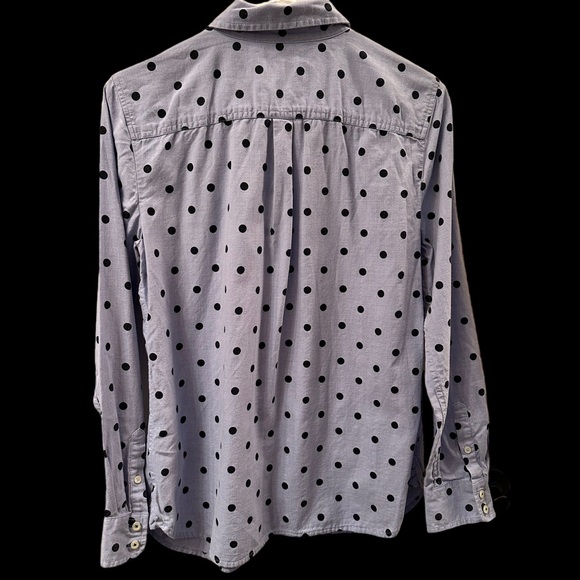 Talbots Shirt Size Small Cotton Button Down Blue Dotted Long Sleeve - Picture 2 of 12